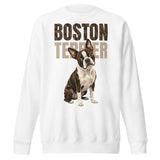Brindle Boston Terrier Dog Unisex Premium Sweatshirt . White