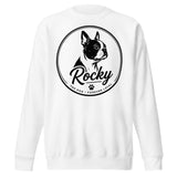 Personalized Dog Silhouette Unsex Premium Sweatshirt with Custom Name & Tagline . White