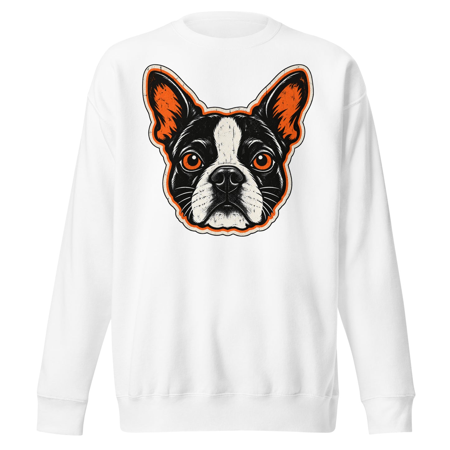 Halloween Boston Terrier Face Unisex Premium Sweatshirt . White