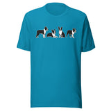 4 Boston Terrier Poses Unisex T-Shirt . Aqua