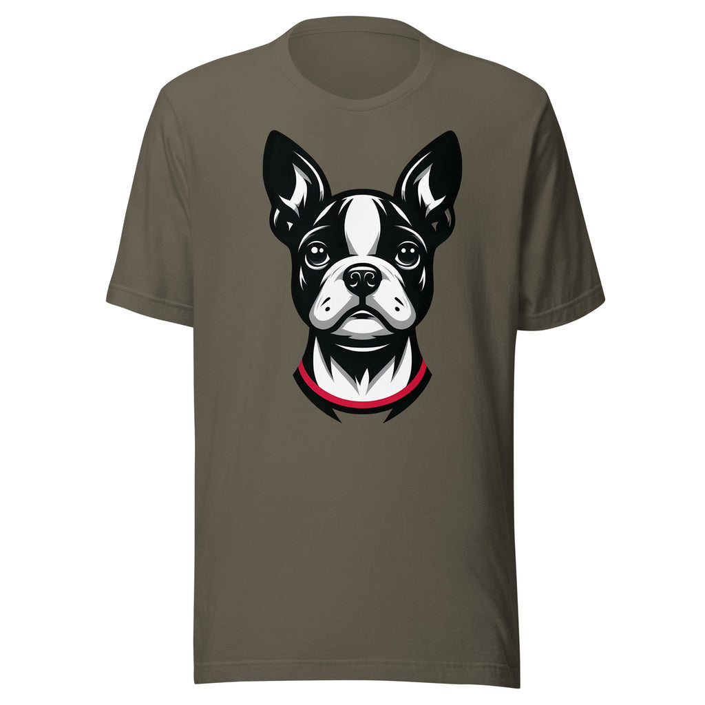 Minimalist Boston Terrier Face Design Unisex T-Shirt