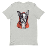Boston Terrier in a Red Hoodie T-Shirt
