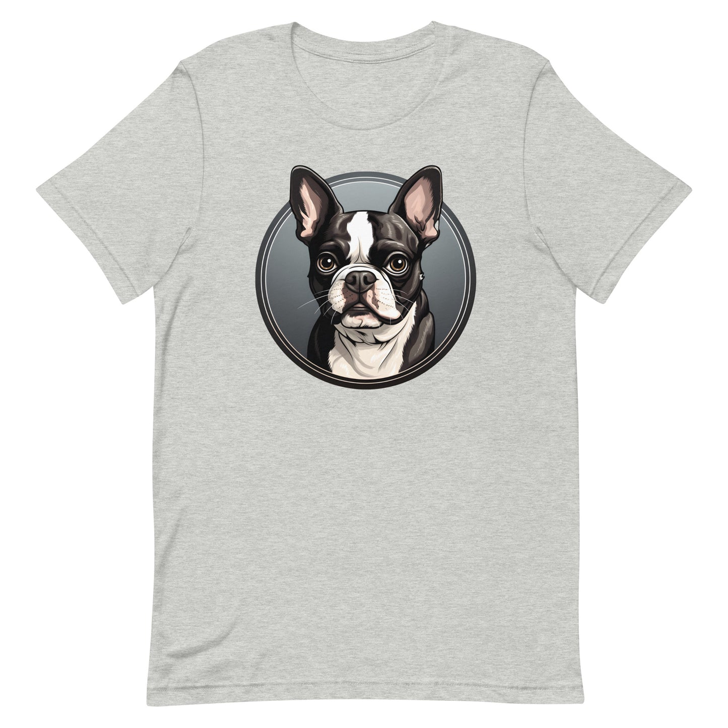 Cartoon Boston Terrier Dog Portrait Unisex T-Shirt