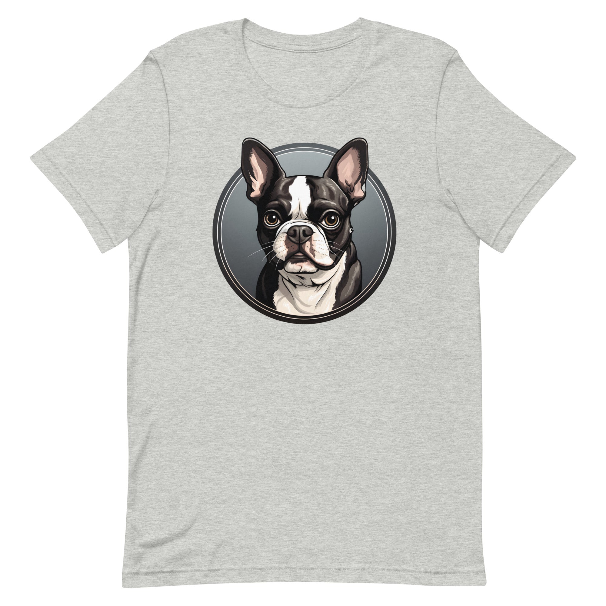 Cartoon Boston Terrier Dog Portrait Unisex T-Shirt