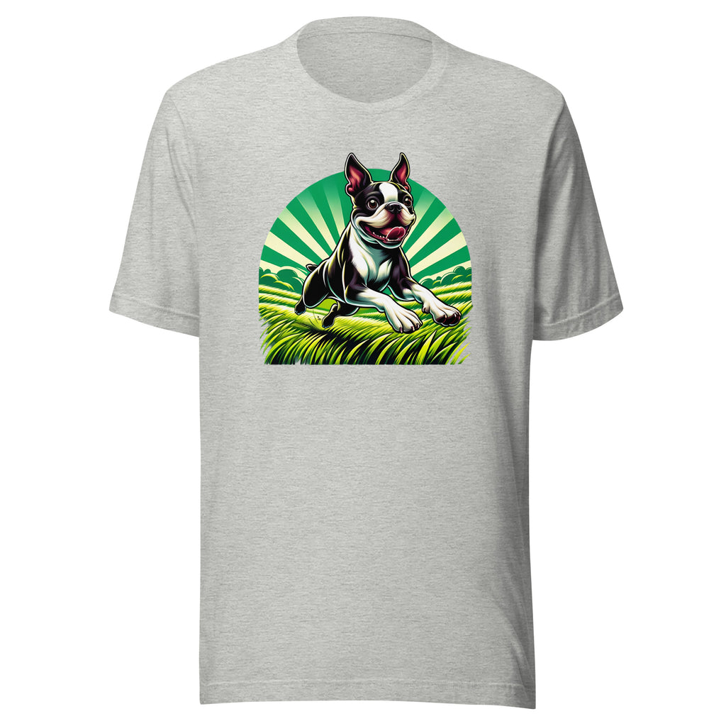 Boston Terrier Dog Running Free Unisex T-Shirt