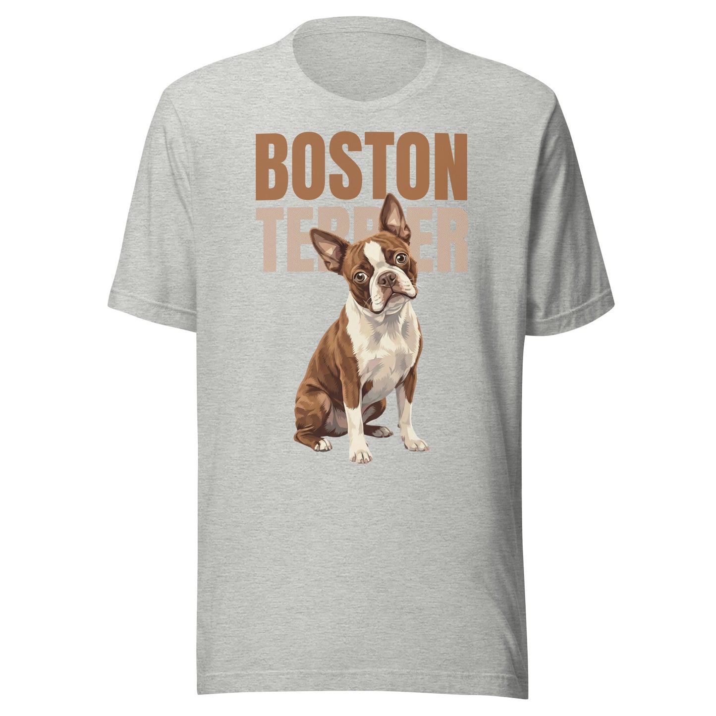 Brown Boston Terrier Dog Unisex T-Shirt . Athletic Heather