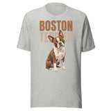 Brown Boston Terrier Dog Unisex T-Shirt . Athletic Heather