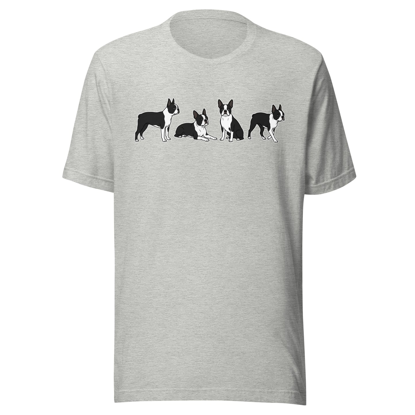 4 Boston Terrier Poses Unisex T-Shirt . Athletic Heather