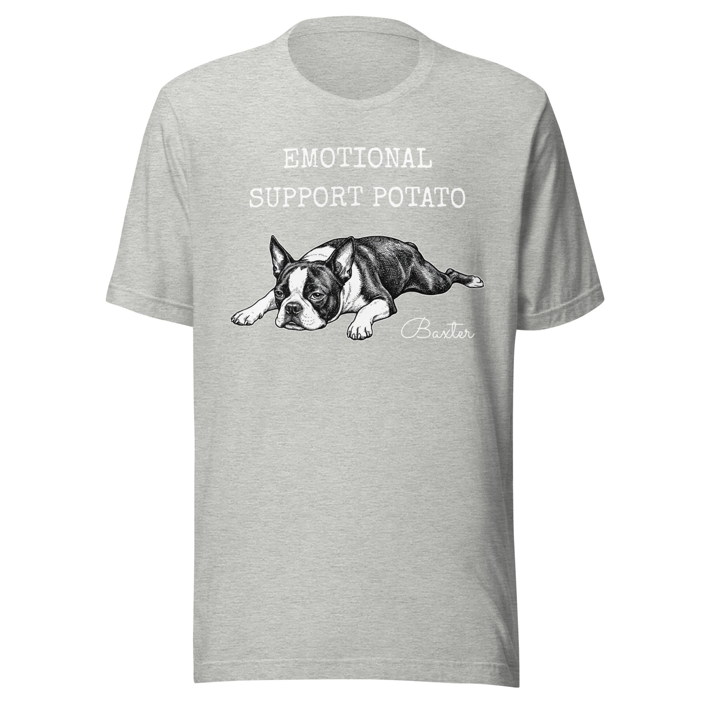 Emotional Support Potato Boston Terrier Dog Unisex T-Shirt . Athletic Heather