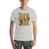 Iced Coffee & Dogs All Day Every Day Unisex T-Shirt - Funny Dog Lover Tee .
