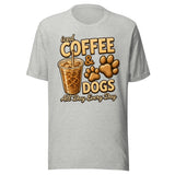 Iced Coffee & Dogs All Day Every Day Unisex T-Shirt - Funny Dog Lover Tee . Athletic Heather