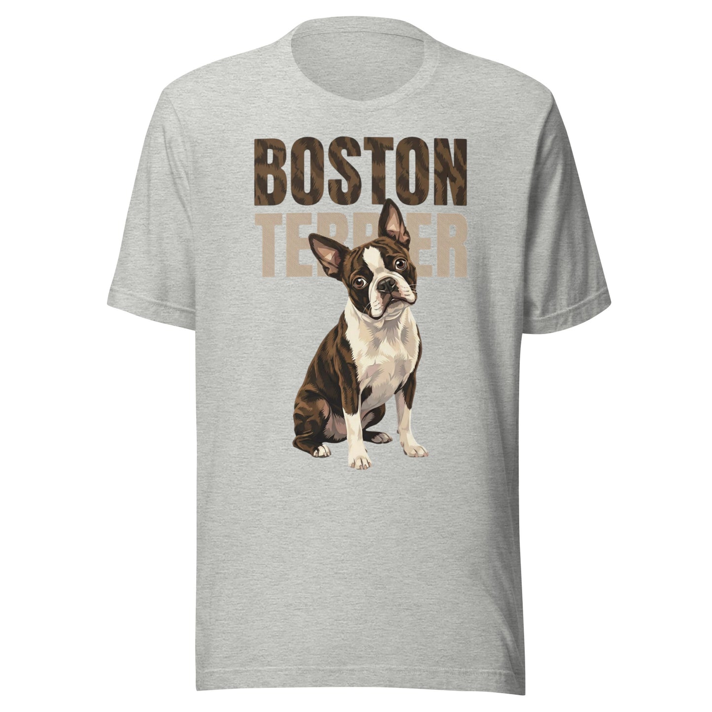 Brindle Boston Terrier Dog Unisex T-Shirt . Athletic Heather