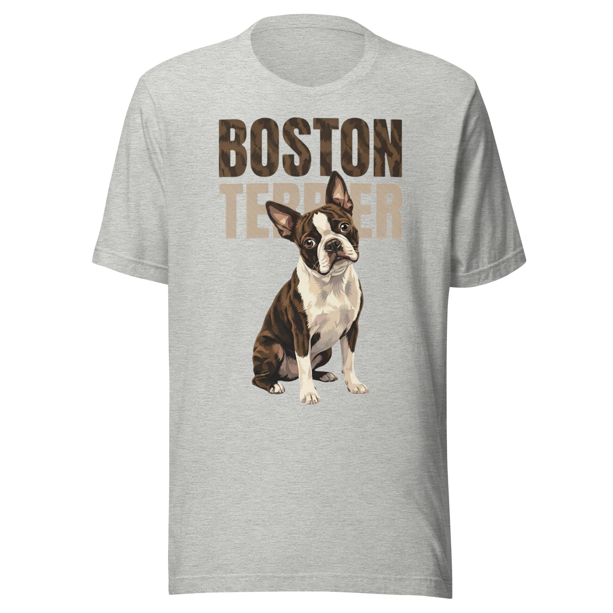 Brindle Boston Terrier Dog Unisex T-Shirt . Athletic Heather
