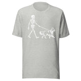 Skeleton Walking Border Collie Halloween Unisex T-Shirt . Athletic Heather