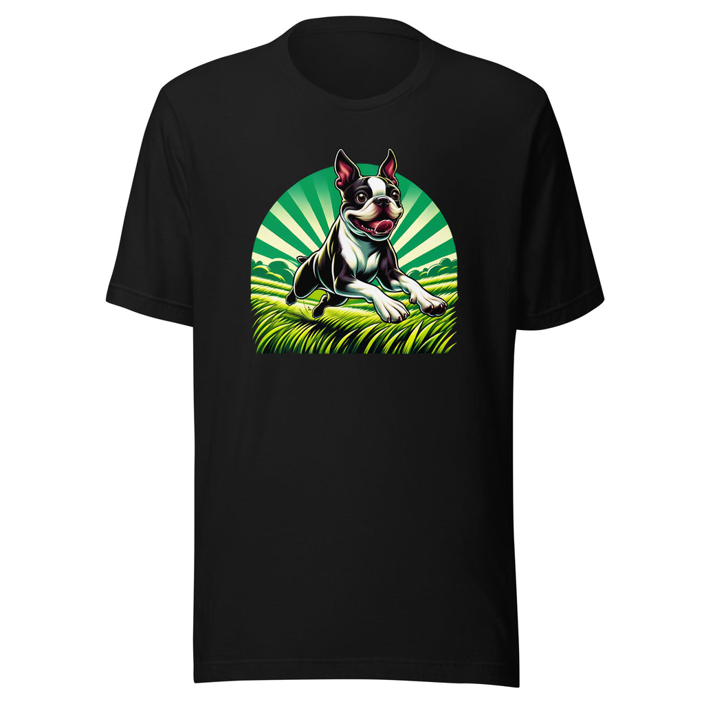 Boston Terrier Dog Running Free Unisex T-Shirt