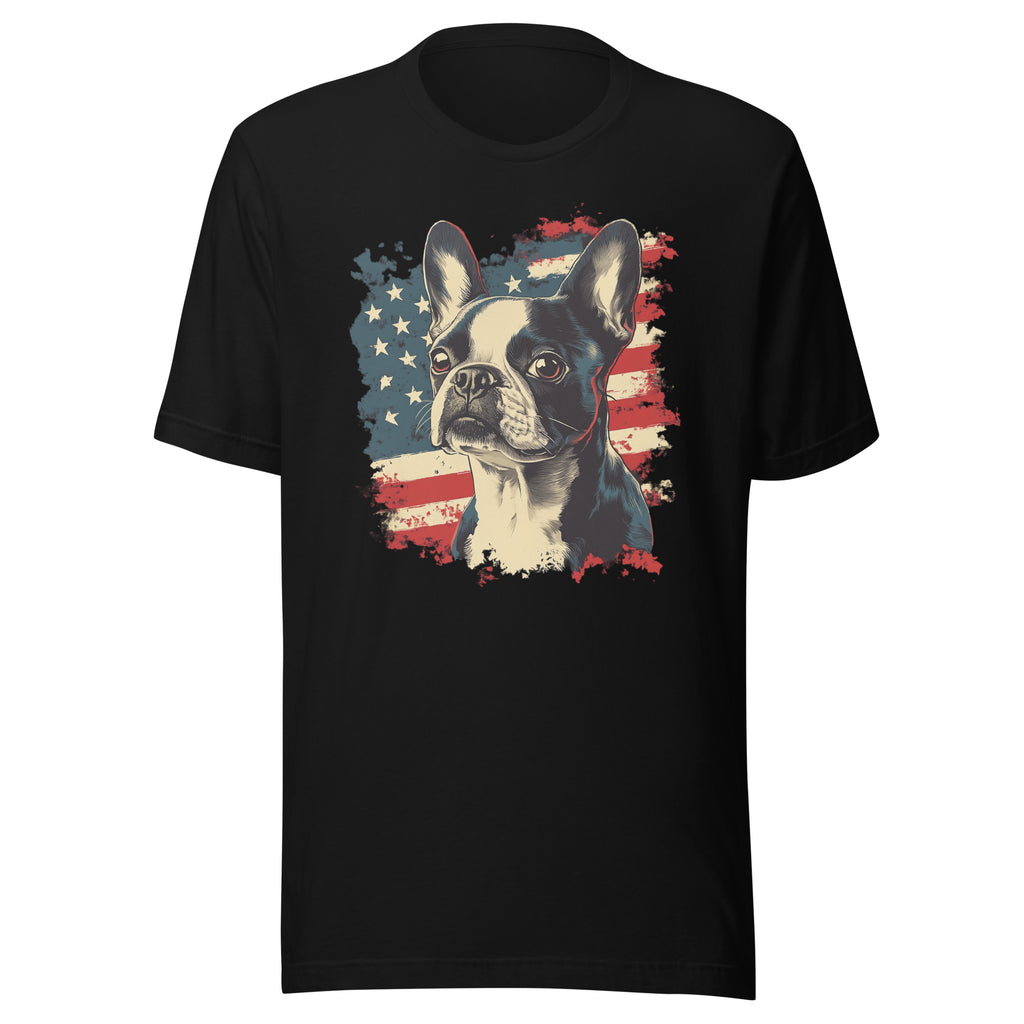 Patriotic Boston Terrier USA Flag Unisex T-Shirt