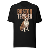 Brown Boston Terrier Dog Unisex T-Shirt . Black
