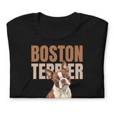 Brown Boston Terrier Dog Unisex T-Shirt .