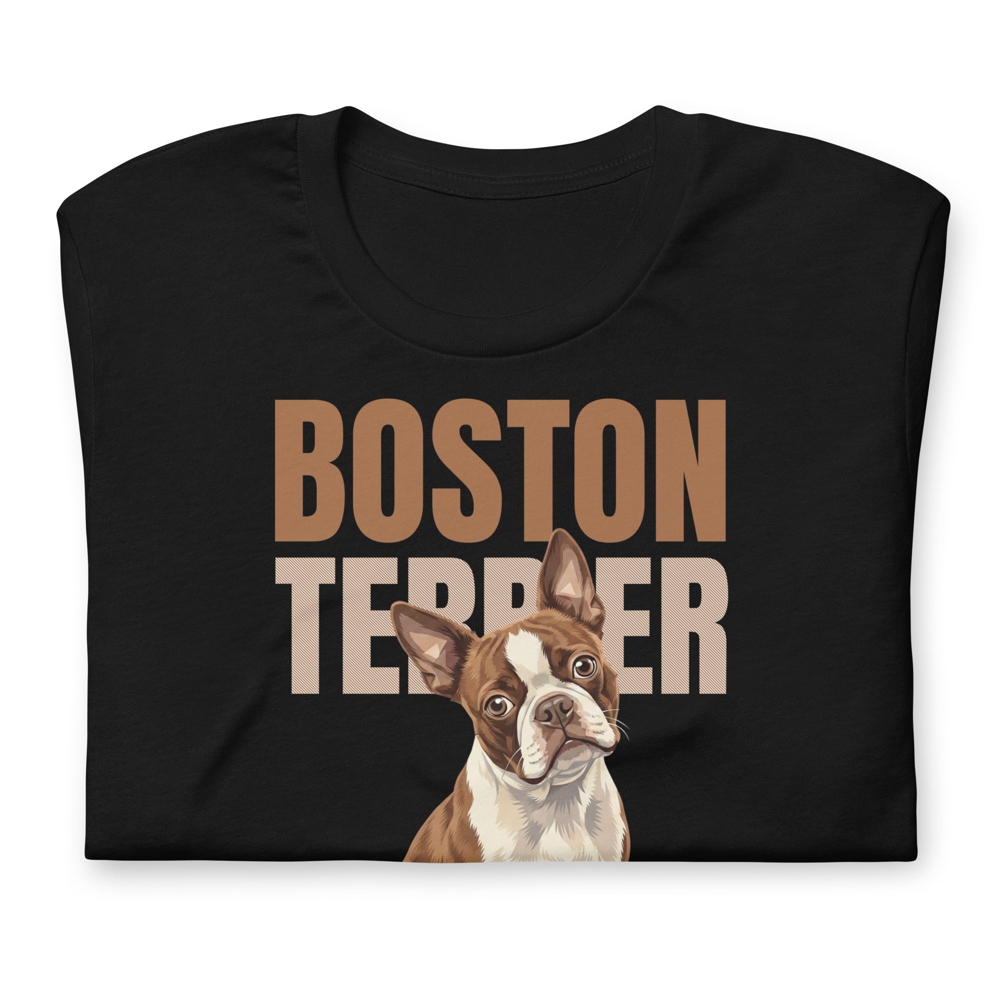 Brown Boston Terrier Dog Unisex T-Shirt .
