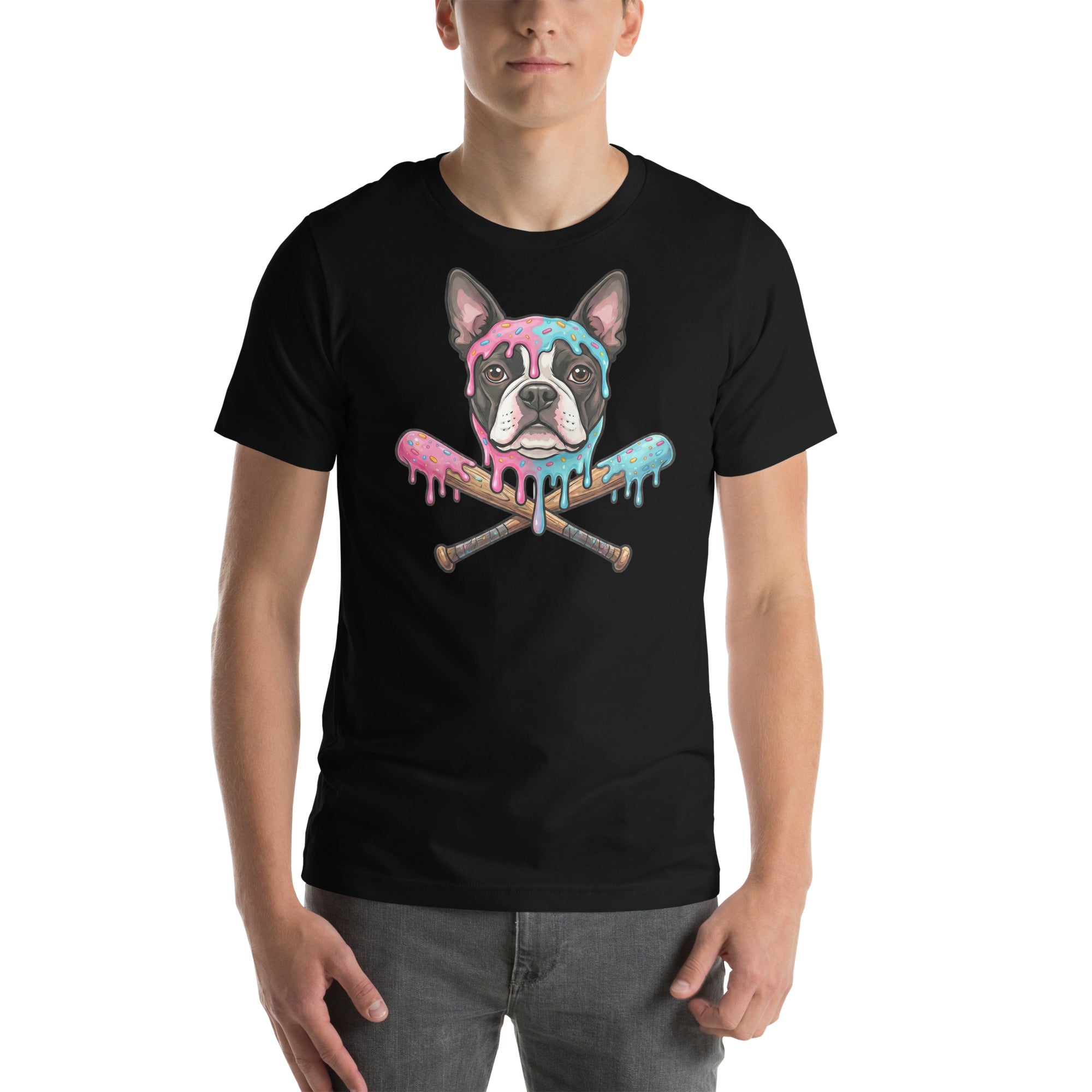 Baseball Drip Boston Terrier Dog Unisex T-Shirt .