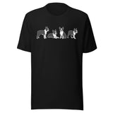 4 Boston Terrier Poses Unisex T-Shirt . Black