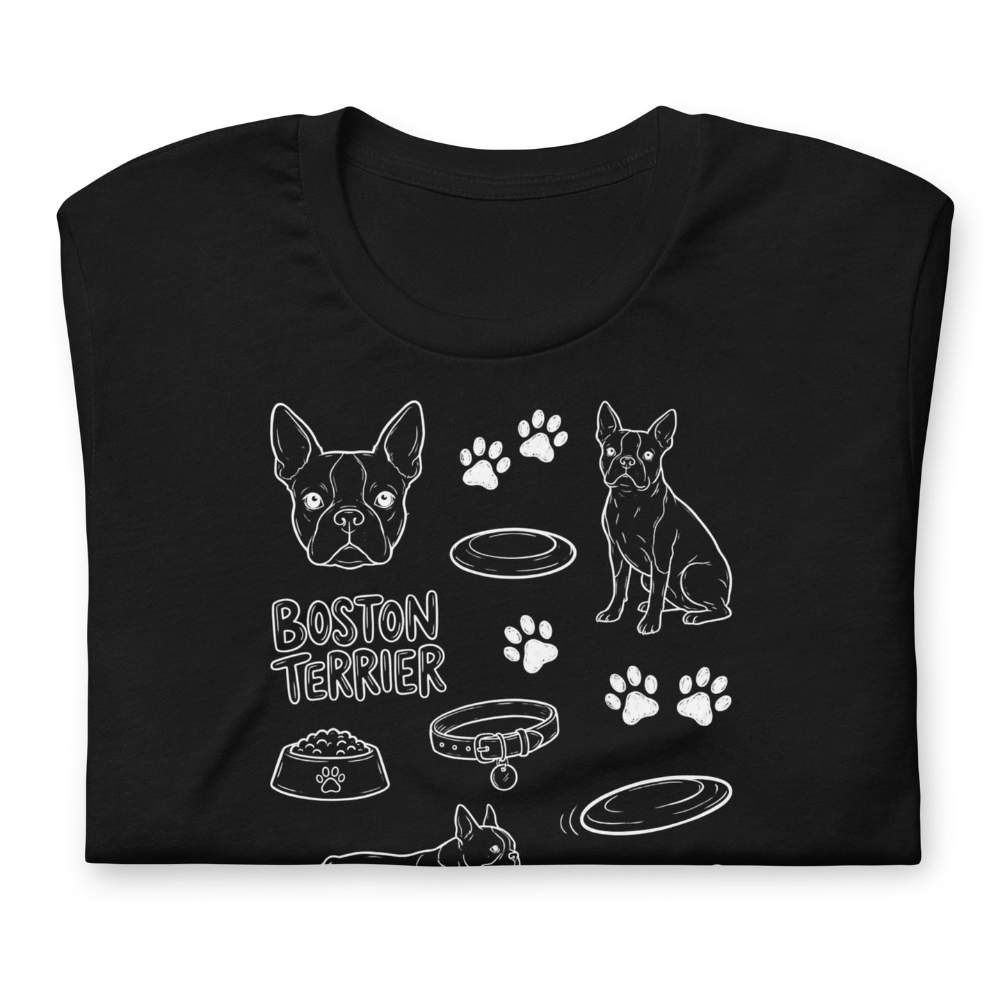 Boston Terrier Doodle Dog Lover Unisex T-Shirt .