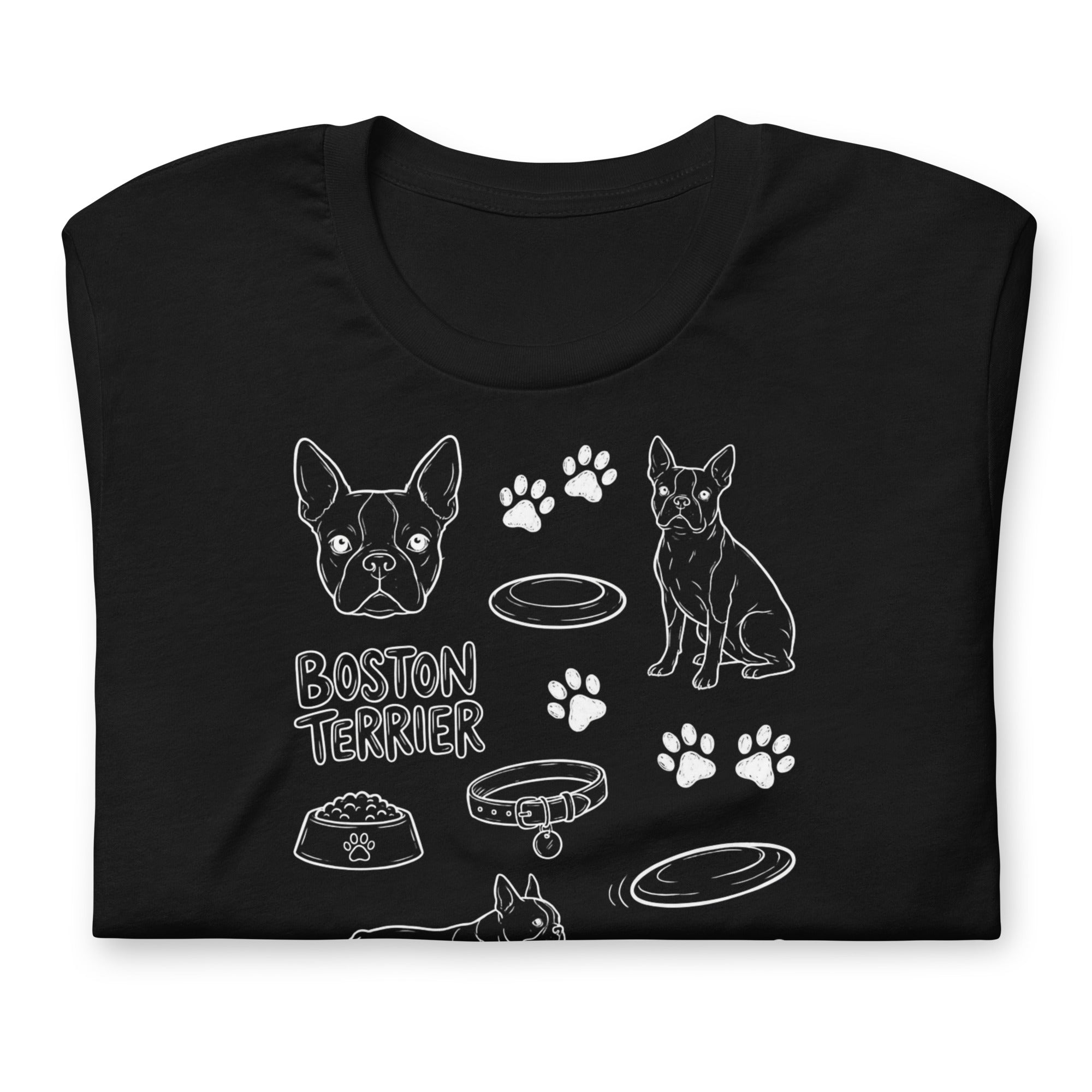 Boston Terrier Doodle Dog Lover Unisex T-Shirt .