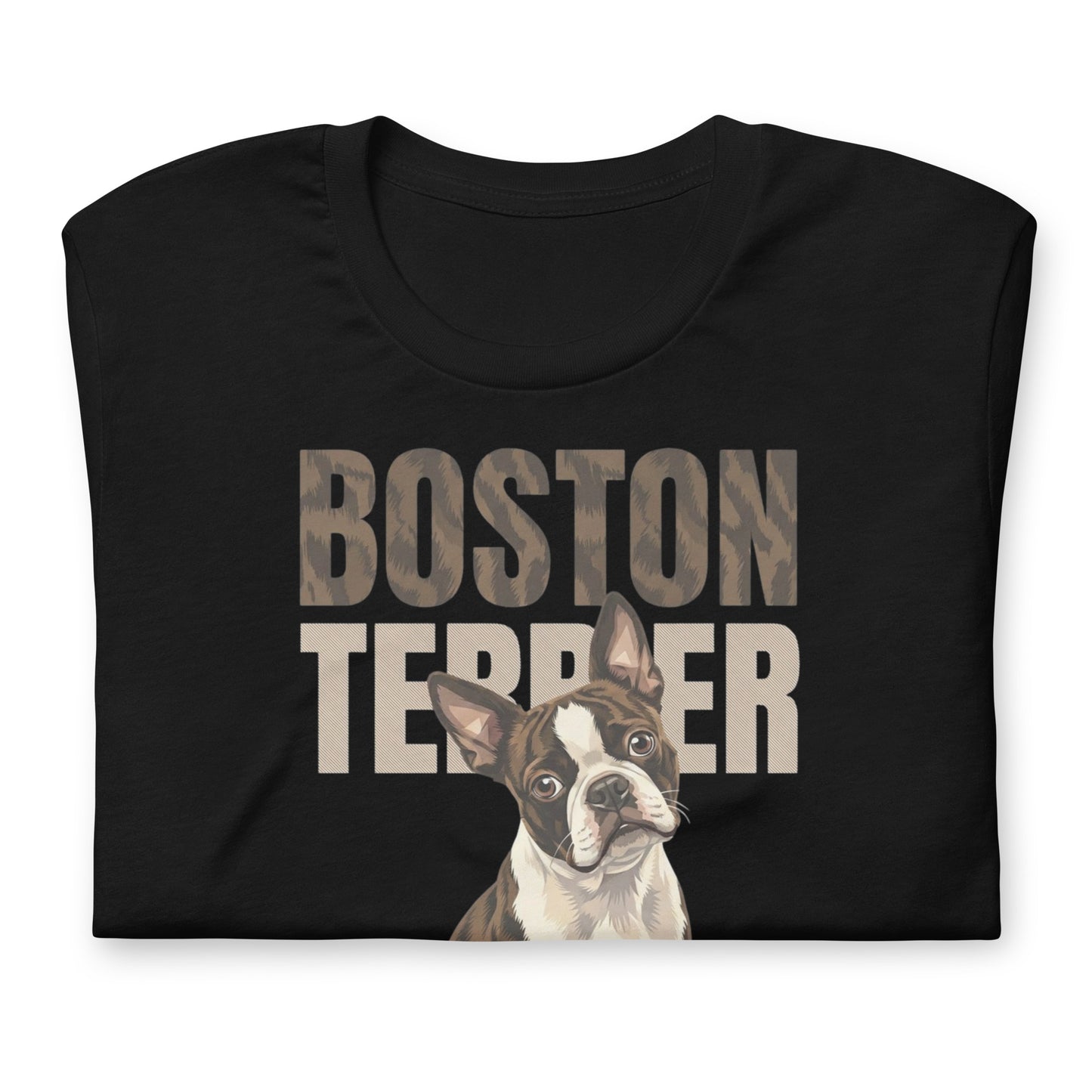 Brindle Boston Terrier Dog Unisex T-Shirt .