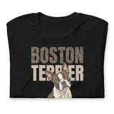 Brindle Boston Terrier Dog Unisex T-Shirt .