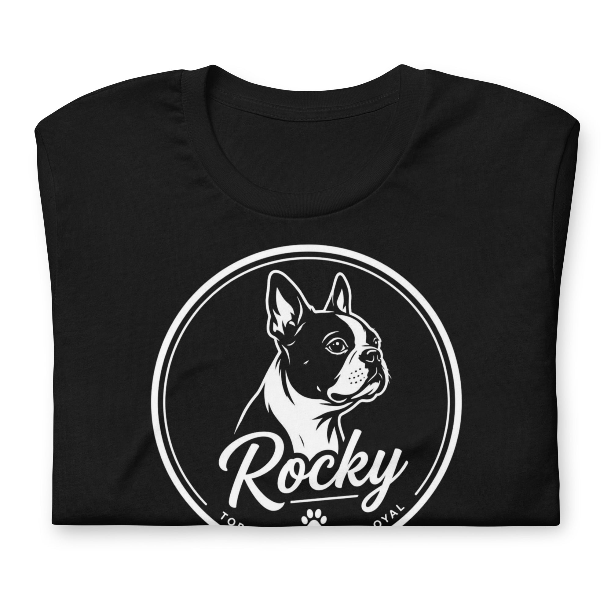 Personalized Dog Silhouette Unisex T-Shirt with Custom Name & Tagline .