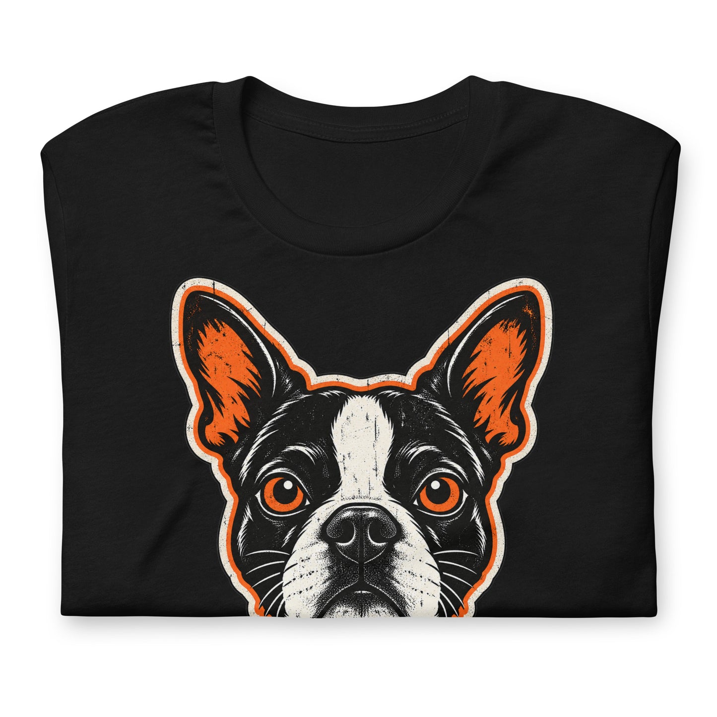 Halloween Boston Terrier Face Unisex T-Shirt .