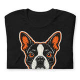 Halloween Boston Terrier Face Unisex T-Shirt .