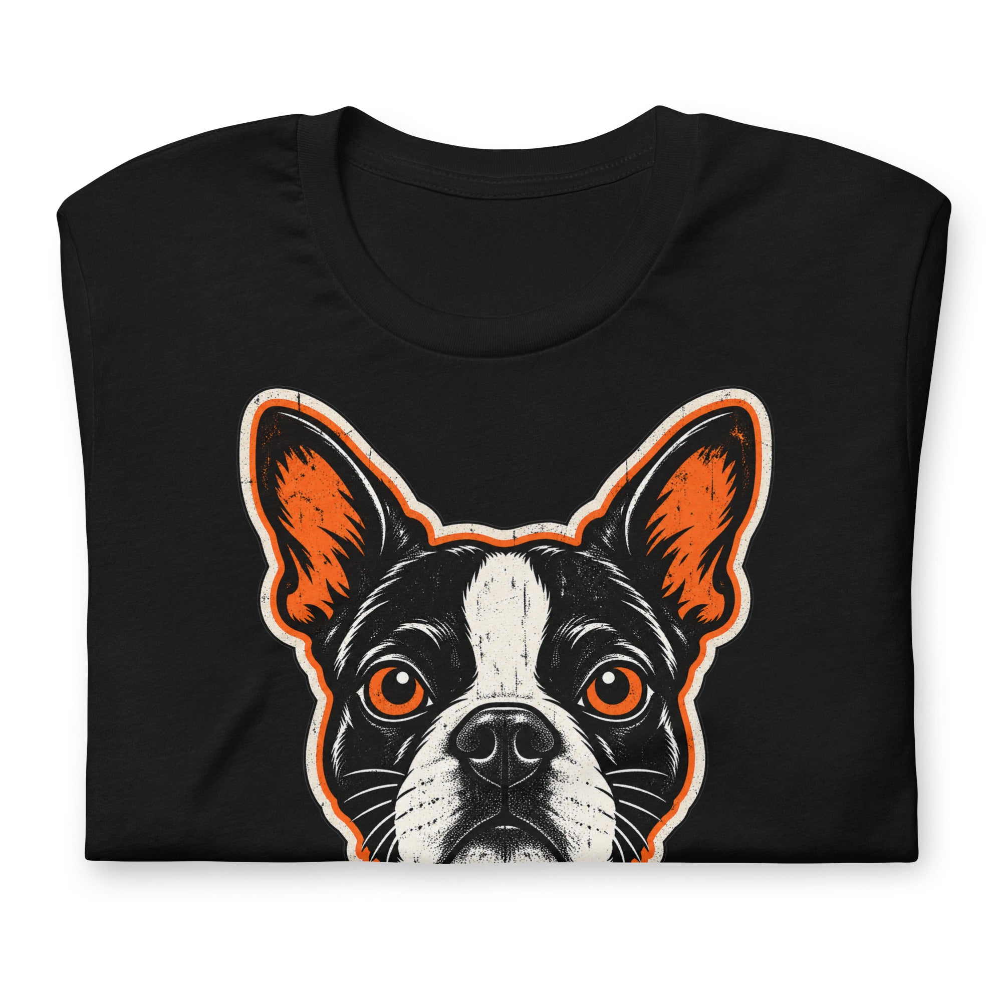 Halloween Boston Terrier Face Unisex T-Shirt .