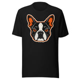 Halloween Boston Terrier Face Unisex T-Shirt . Black