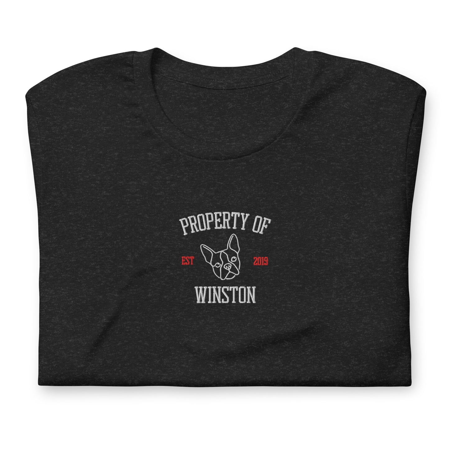 Property Of My Dog Custom Embroidered Unisex T-Shirt .