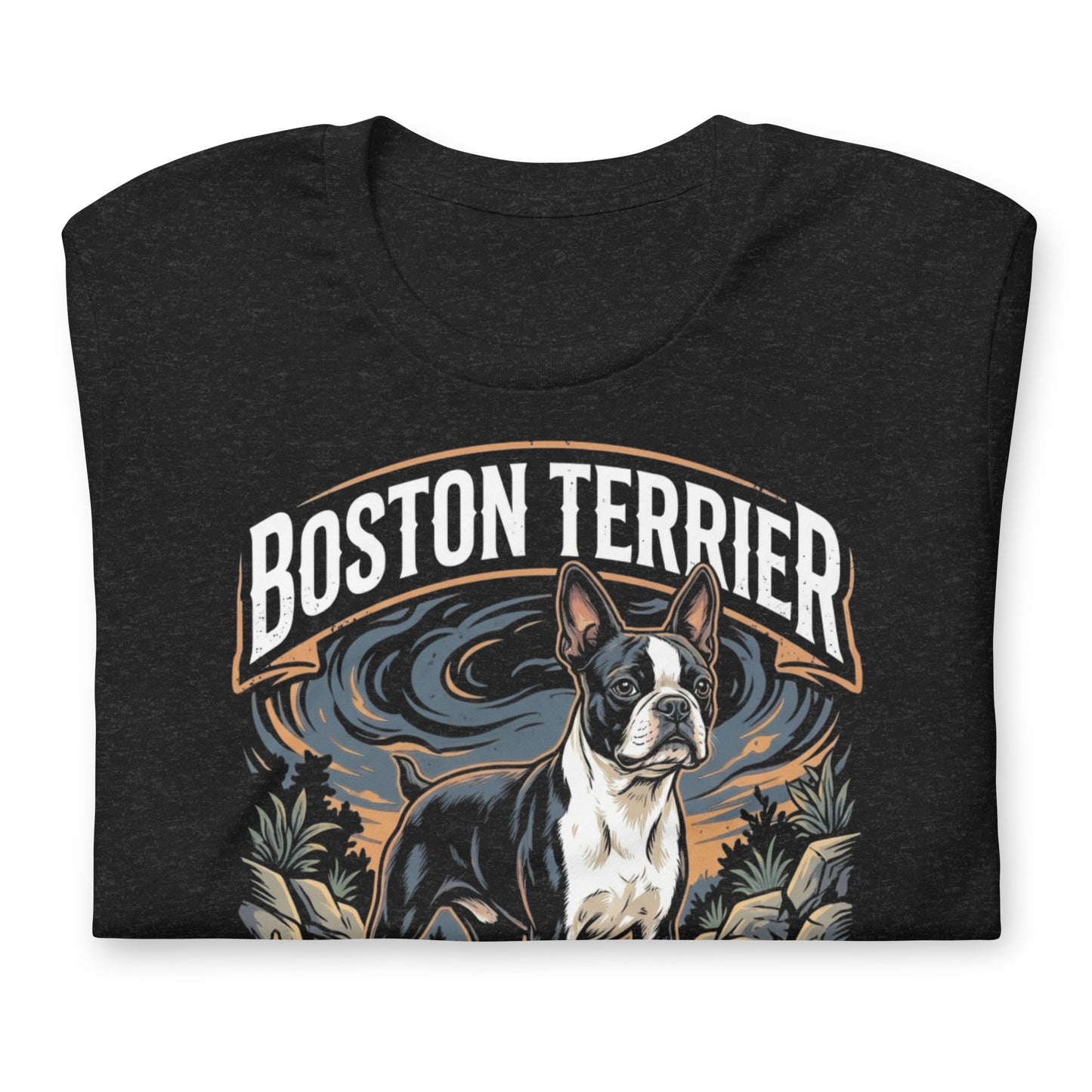 Boston Terrier Wilderness Guardian Unisex T-Shirt .