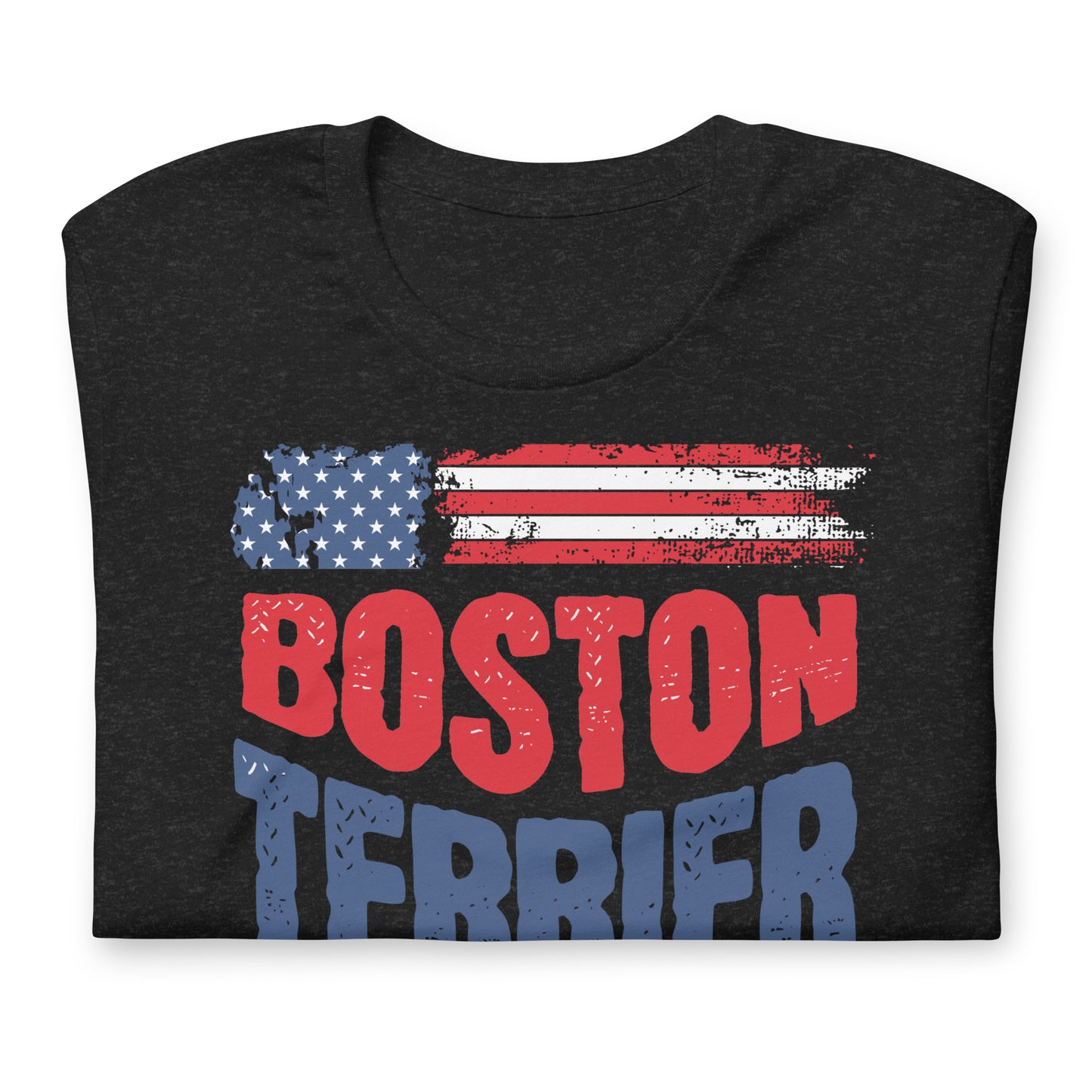 Boston Terrier American Flag Unisex T-Shirt – 4th of July Patriotic Dog Tee | USA 250th Birthday Shirt .