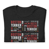Boston Terrier Word Collage Unisex T-Shirt – Dog Lover Typography Art .