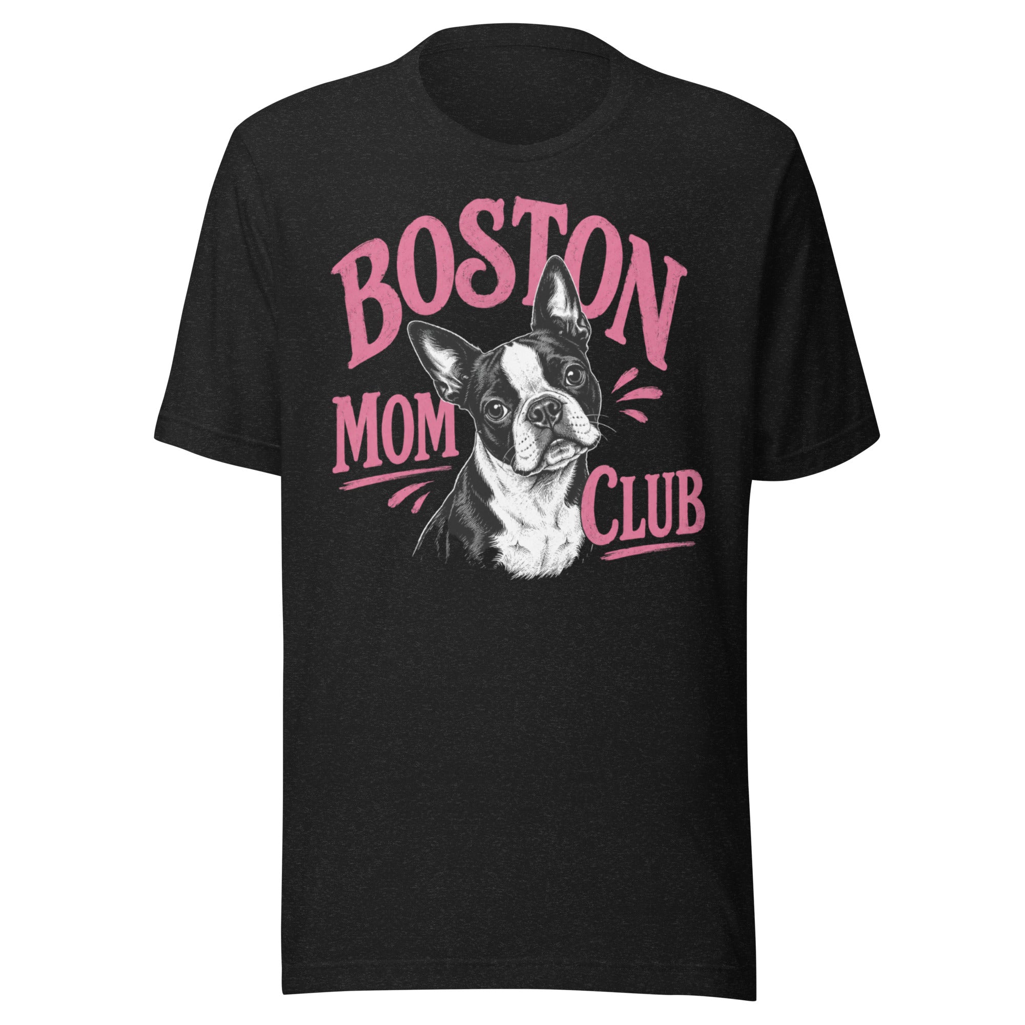 Boston Mom Club T-Shirt . Black Heather
