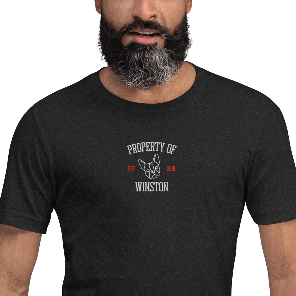 Property Of My Dog Custom Embroidered Unisex T-Shirt .