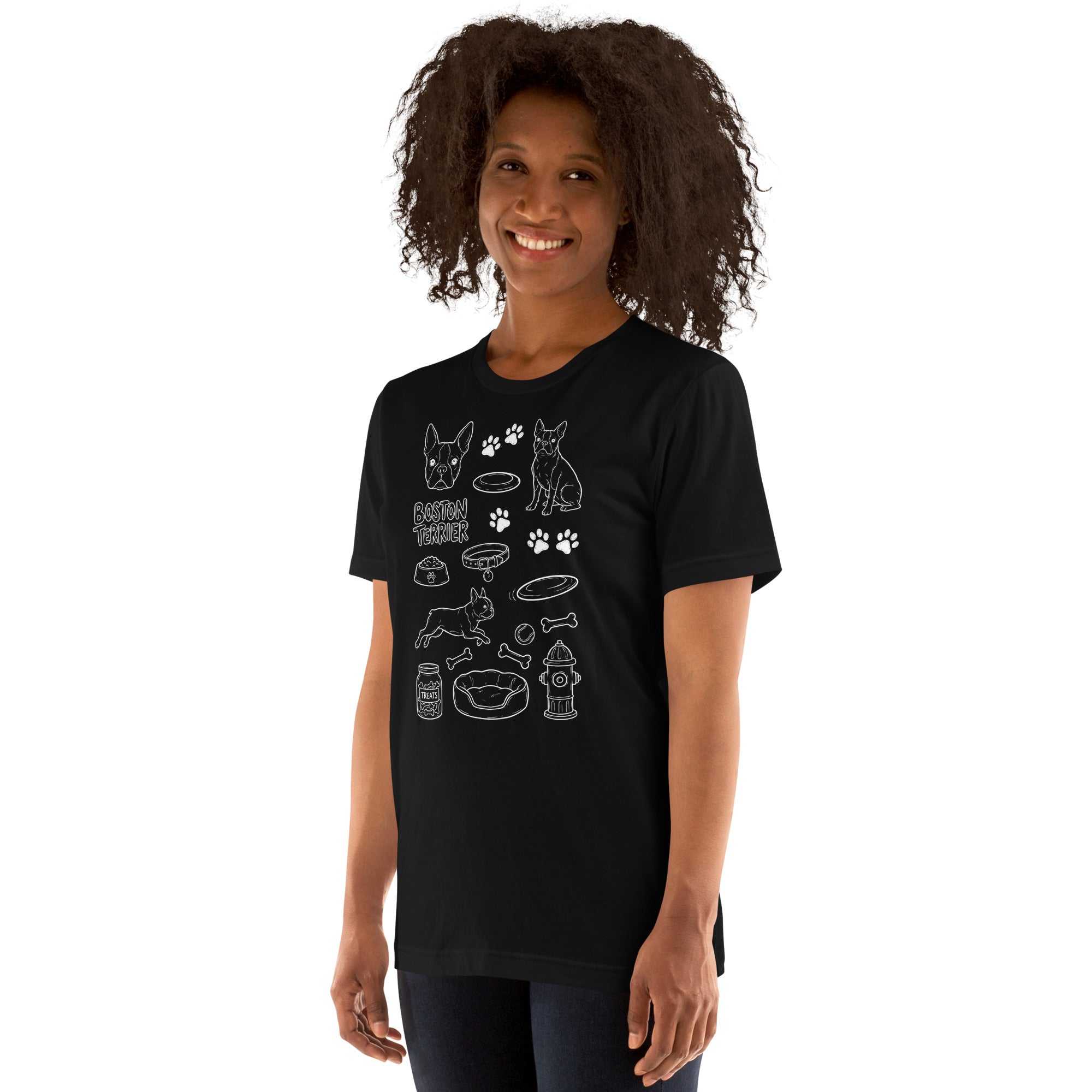 Boston Terrier Doodle Dog Lover Unisex T-Shirt .