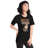 Brown Boston Terrier Dog Unisex T-Shirt .