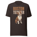 Brown Boston Terrier Dog Unisex T-Shirt . Brown