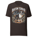 Boston Terrier Wilderness Guardian Unisex T-Shirt . Brown