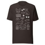 Boston Terrier Doodle Dog Lover Unisex T-Shirt . Brown