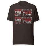 Boston Terrier Word Collage Unisex T-Shirt – Dog Lover Typography Art . Brown