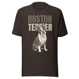 Brindle Boston Terrier Dog Unisex T-Shirt . Brown