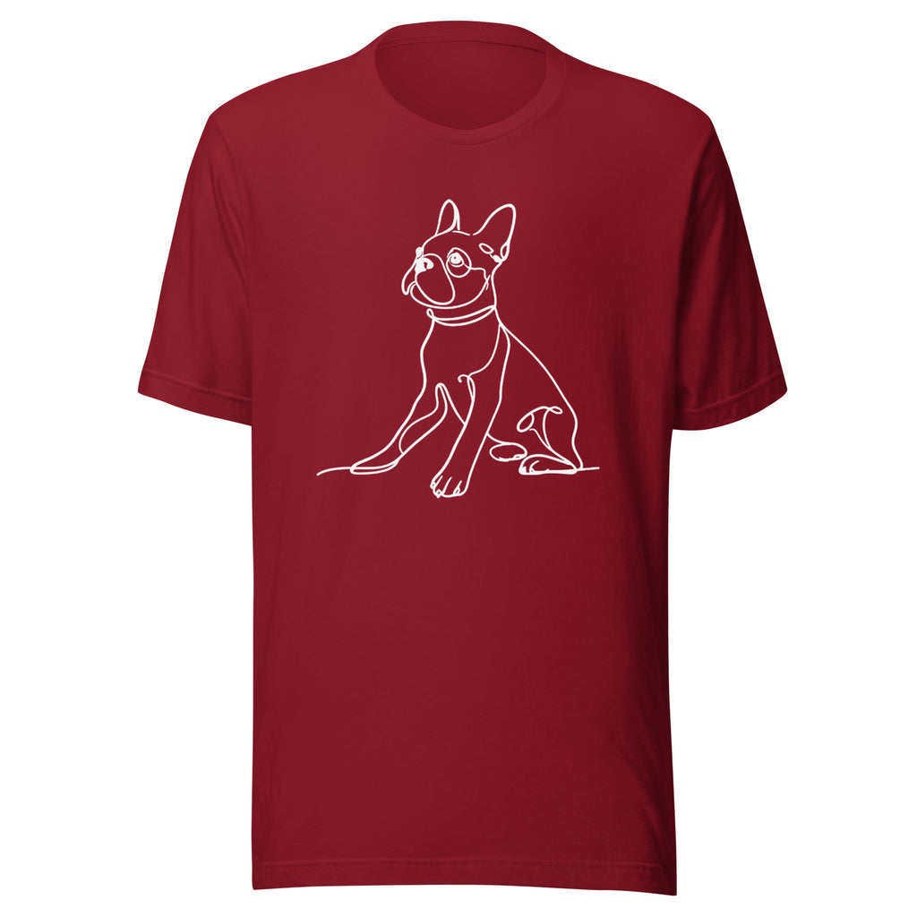 Line Drawn Boston Terrier Dog Unisex T-Shirt