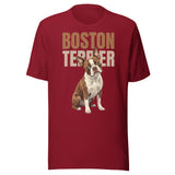 Brown Boston Terrier Dog Unisex T-Shirt . Cardinal