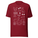 Boston Terrier Doodle Dog Lover Unisex T-Shirt . Cardinal